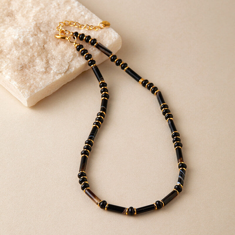 Elegant Natural Stone Beaded Choker Necklace