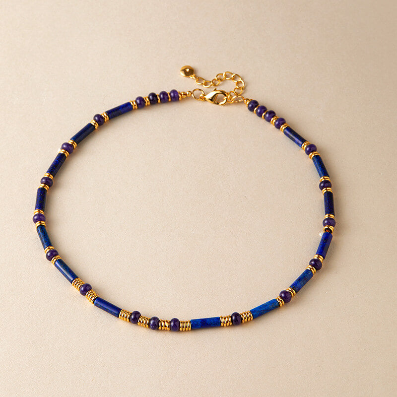 Natural Stone Handcrafted Lapis Lazuli Beaded Choker Necklace