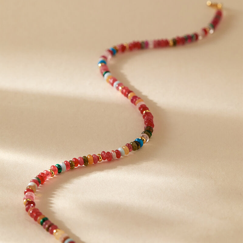 Multicolor Natural Stone Beaded Choker Necklace