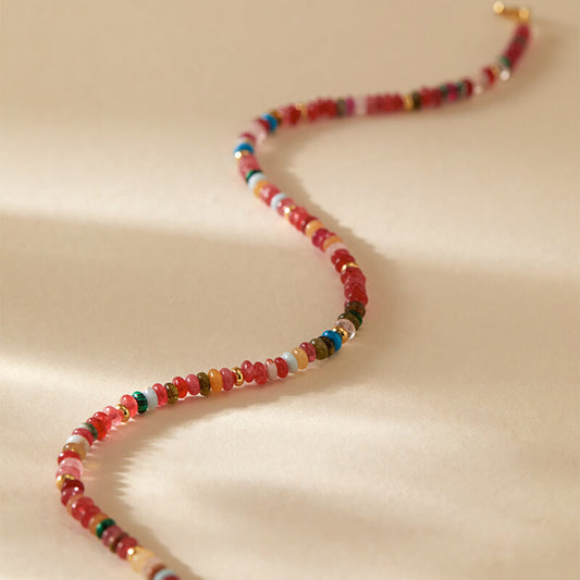 Multicolor Natural Stone Beaded Choker Necklace