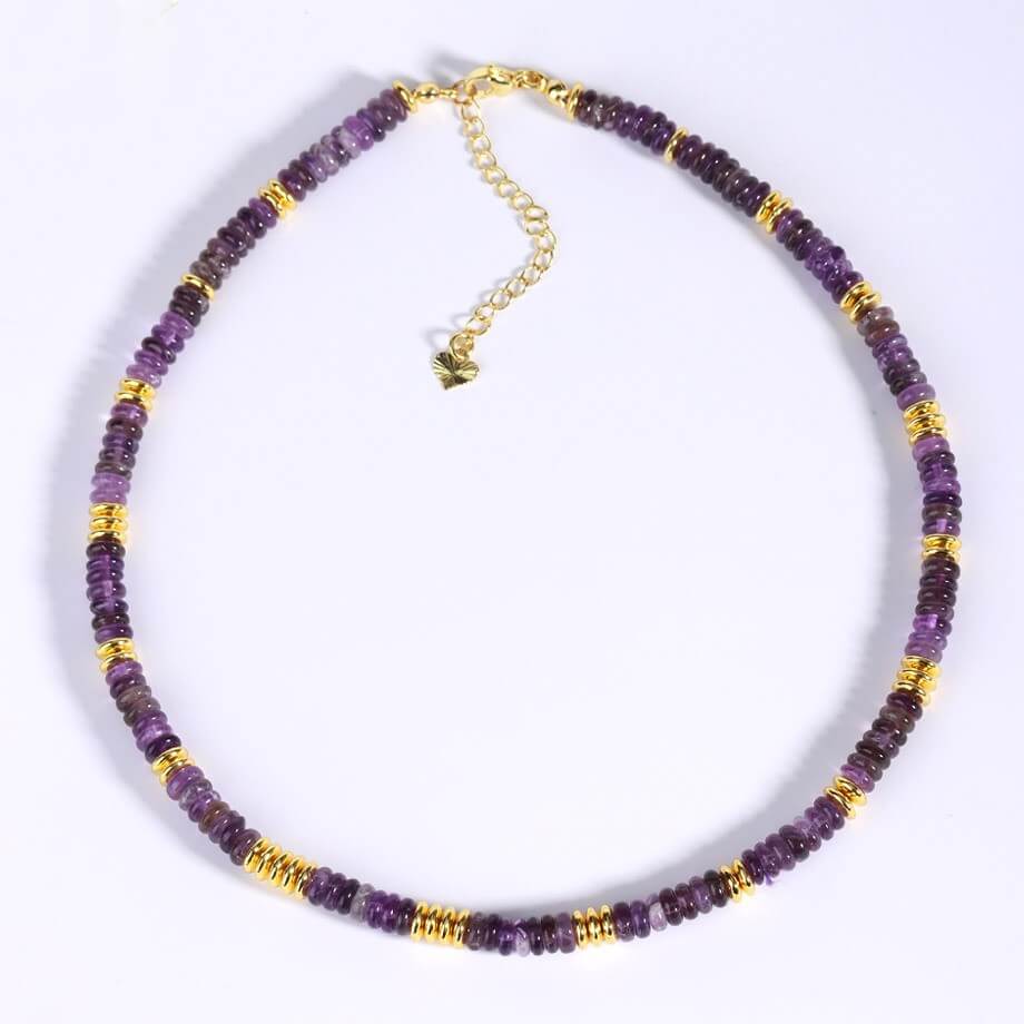 Handcrafted Natural Amethyst Beaded Choker Necklace