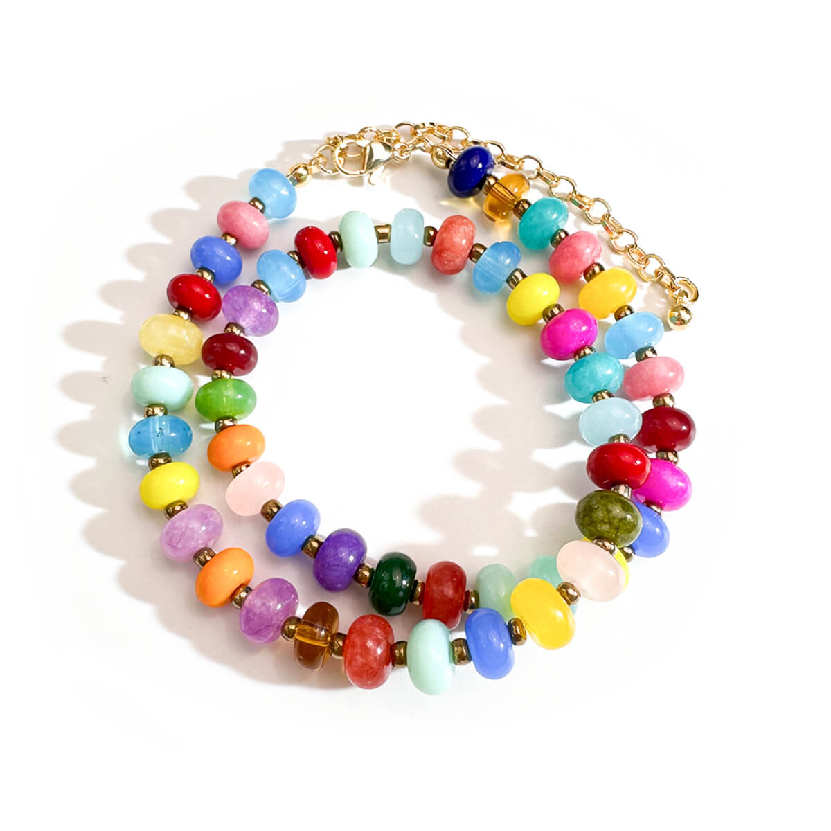Vibrant Rainbow Agate Beaded Choker Necklace