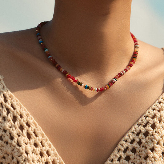 Multicolor Natural Stone Beaded Choker Necklace
