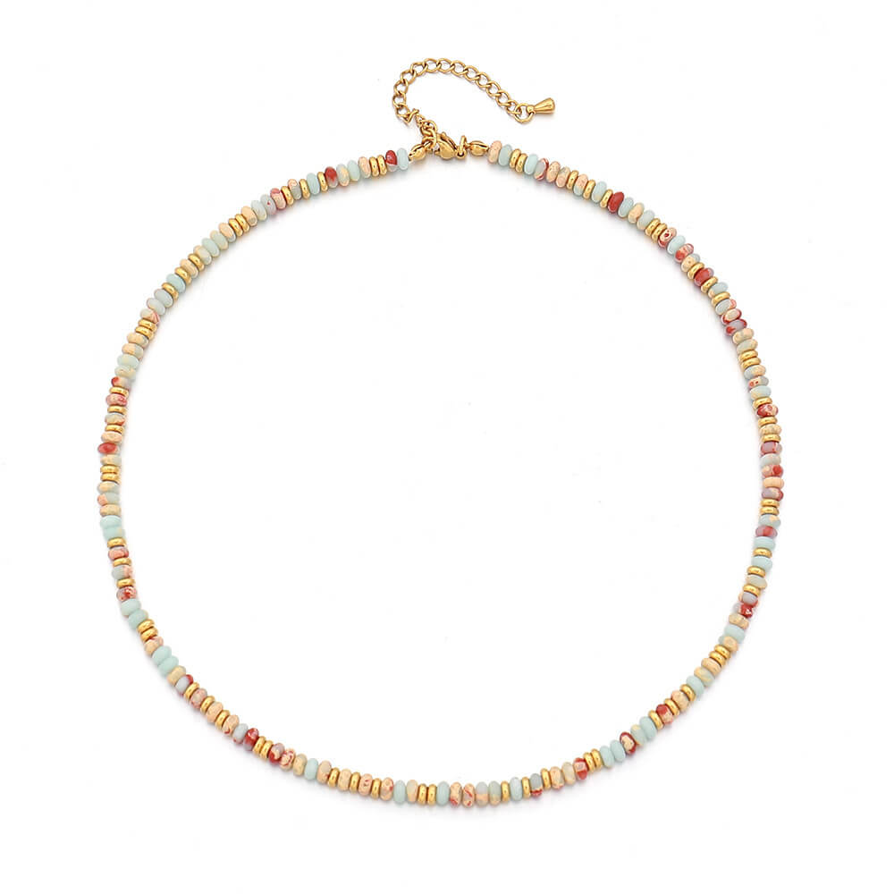 Summer Natural Stone Beaded Choker Necklace - Vibrant Boho Elegance