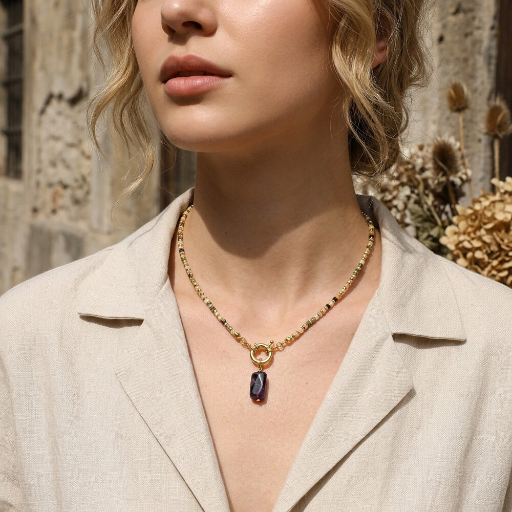 Handcrafted Multicolor Tourmaline Beaded Choker Necklace