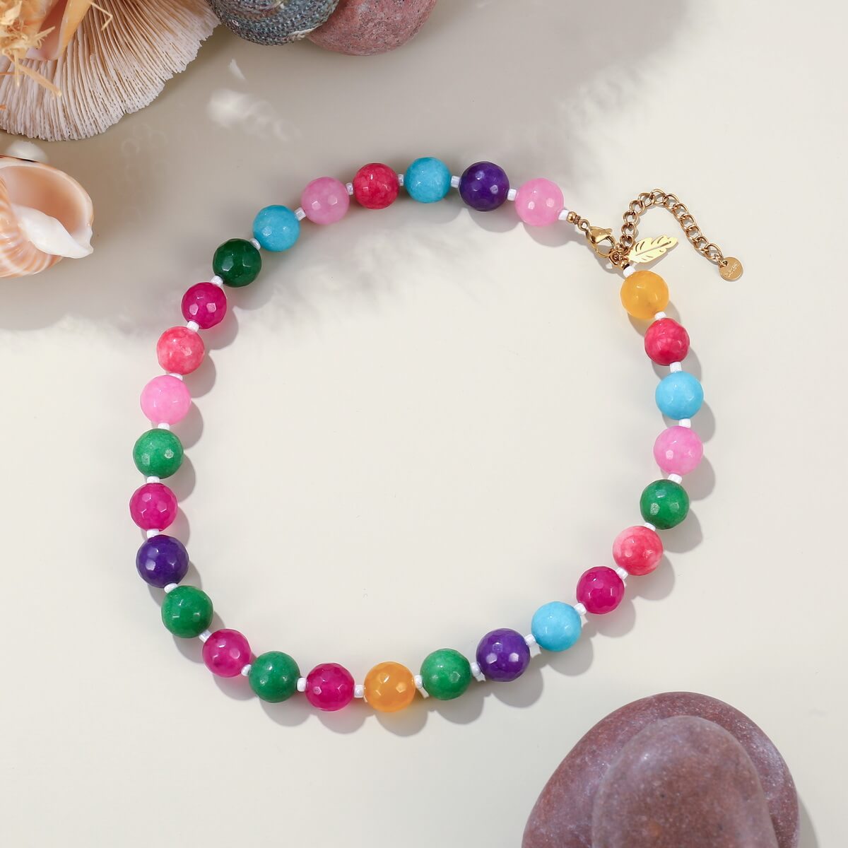 Summer Vibes Natural Stone Beaded Choker Necklace
