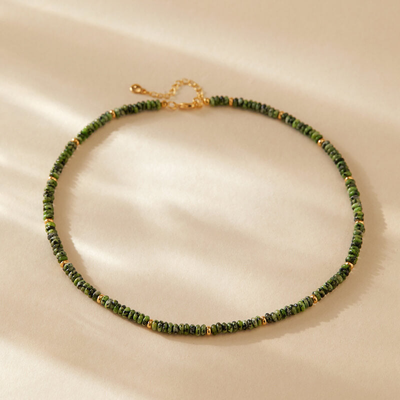 Natural Green Stone Beaded Choker Necklace