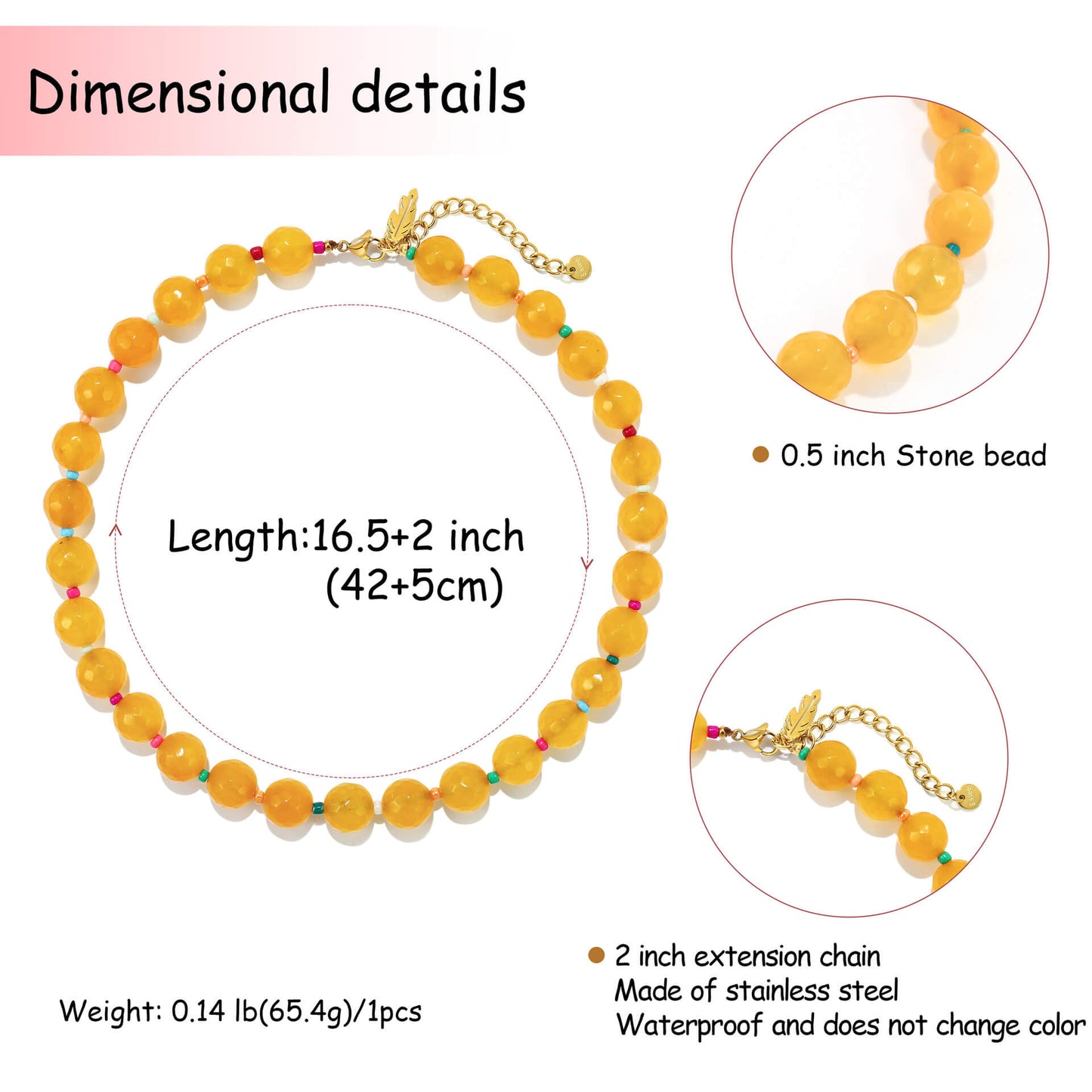 Yellow Natural Stone Beaded Choker Necklace