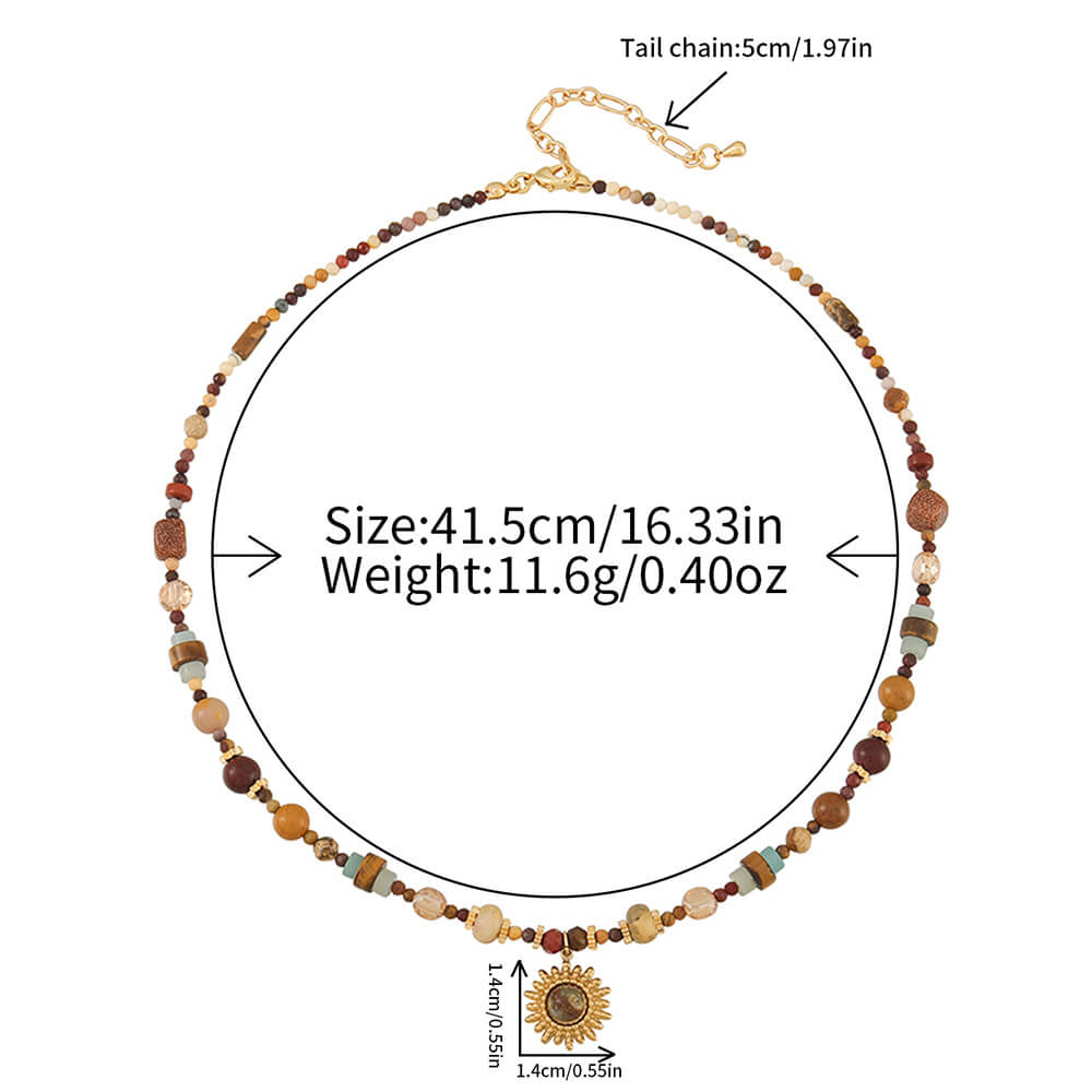 Natural Stone Beaded Choker Necklace - Earthy Boho Elegance