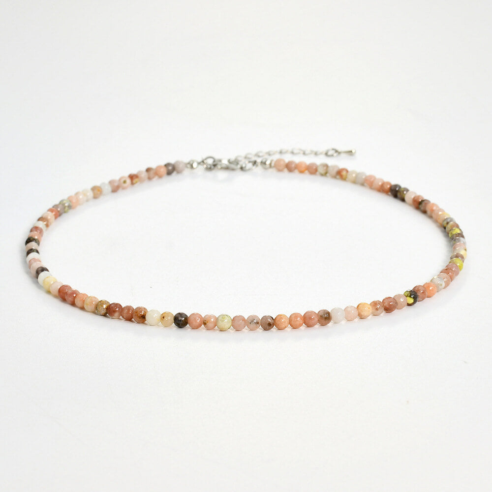 Minimalist Warm-Tone Natural Stone Choker - Delicate Summer Beaded Clavicle Chain