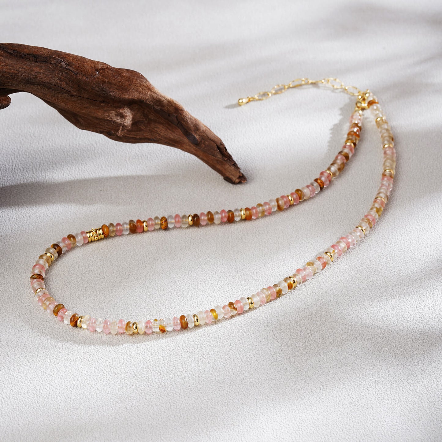 Handcrafted Multicolor Natural Stone Beaded Choker Necklace - Bohemian Collarbone Chain with 18K Gold-Plated Accents