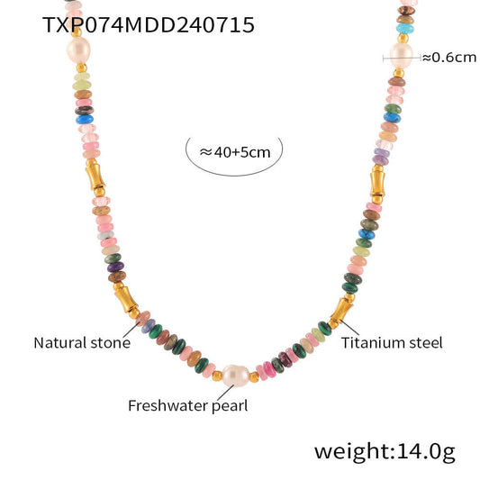 Summer Freshwater Pearl & Natural Stone Beaded Necklace