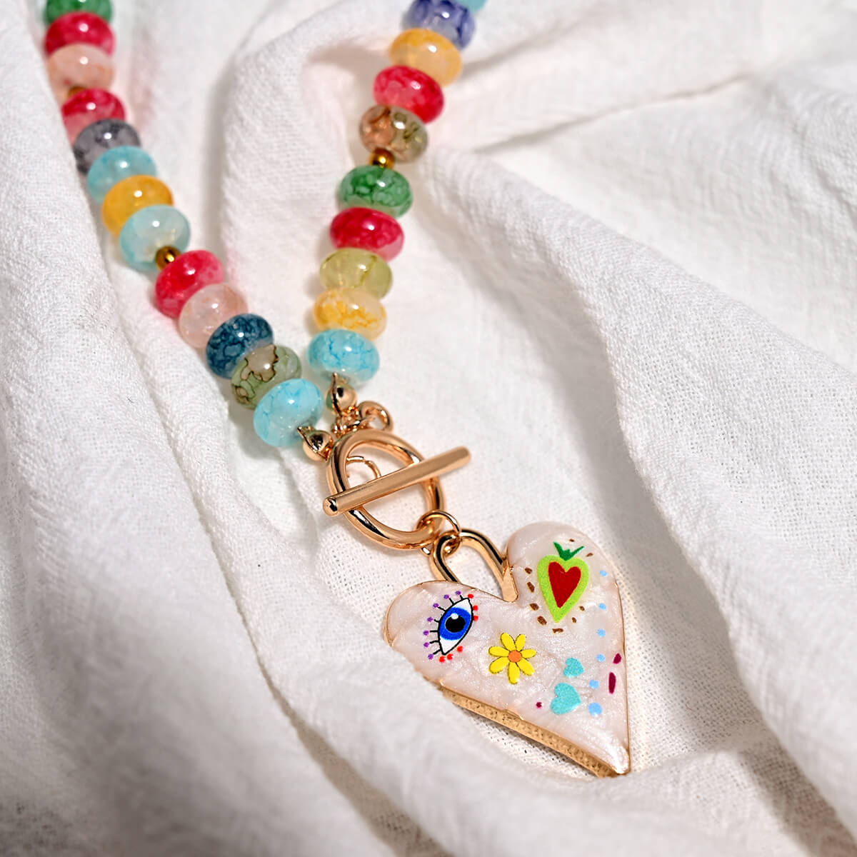 Vibrant Multicolor Glass Beaded Choker Necklace