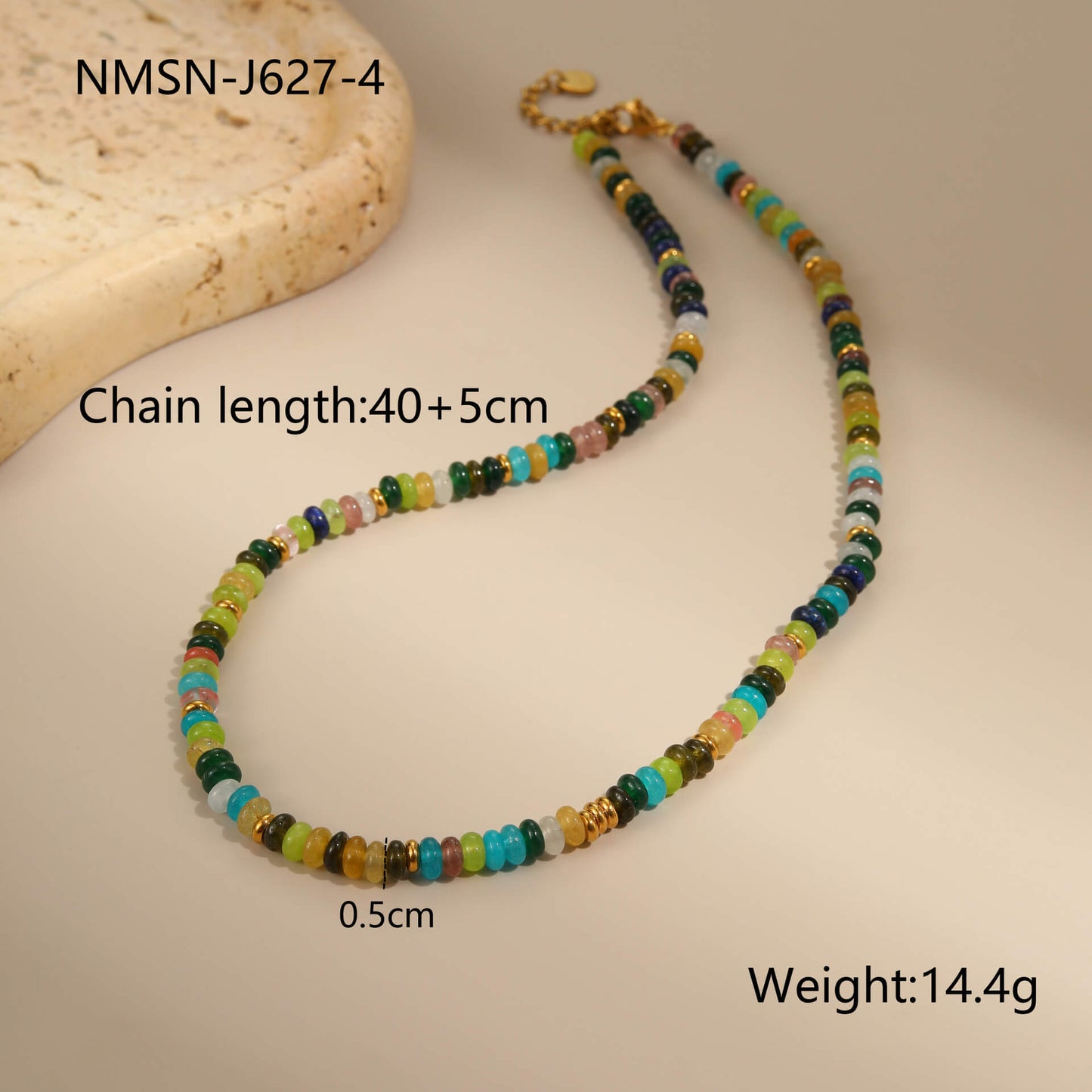 Earthy Oasis Natural Stone Beaded Choker Necklace