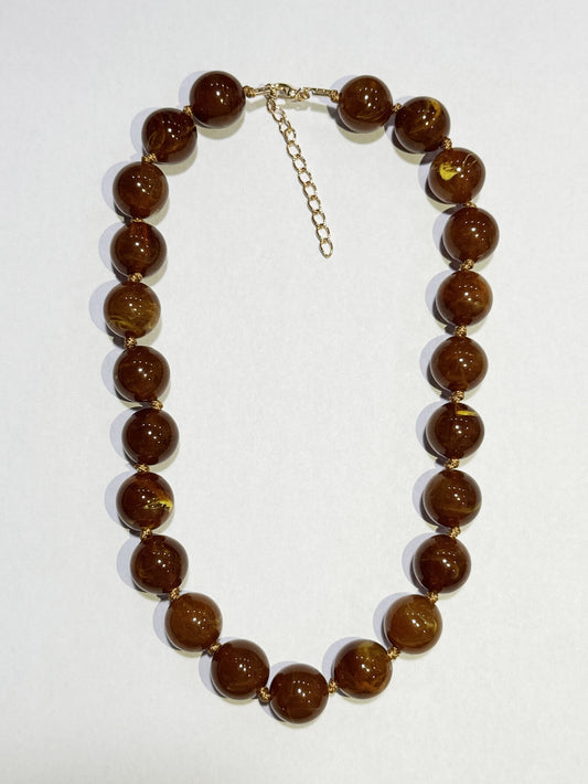 Chic Bohemian Acrylic Brown Cloudy Bead Choker Necklace