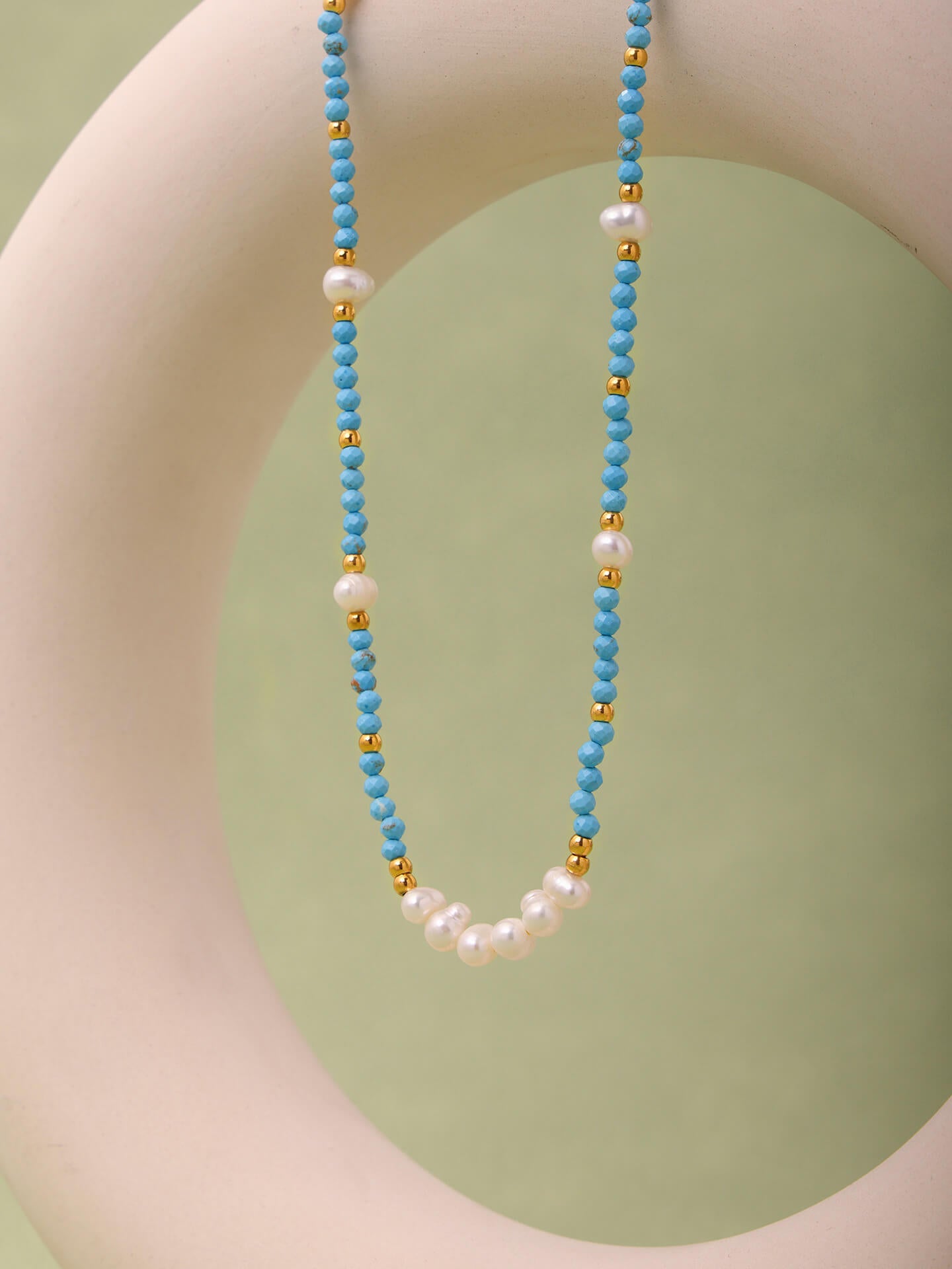 Natural Turquoise Freshwater Pearl Choker Necklace