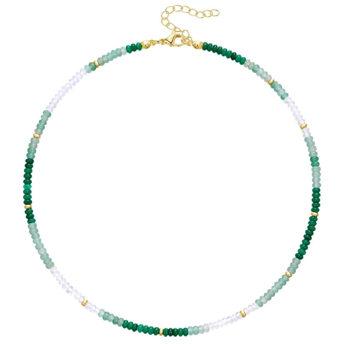 Summer Green & White Natural Stone Choker Necklace