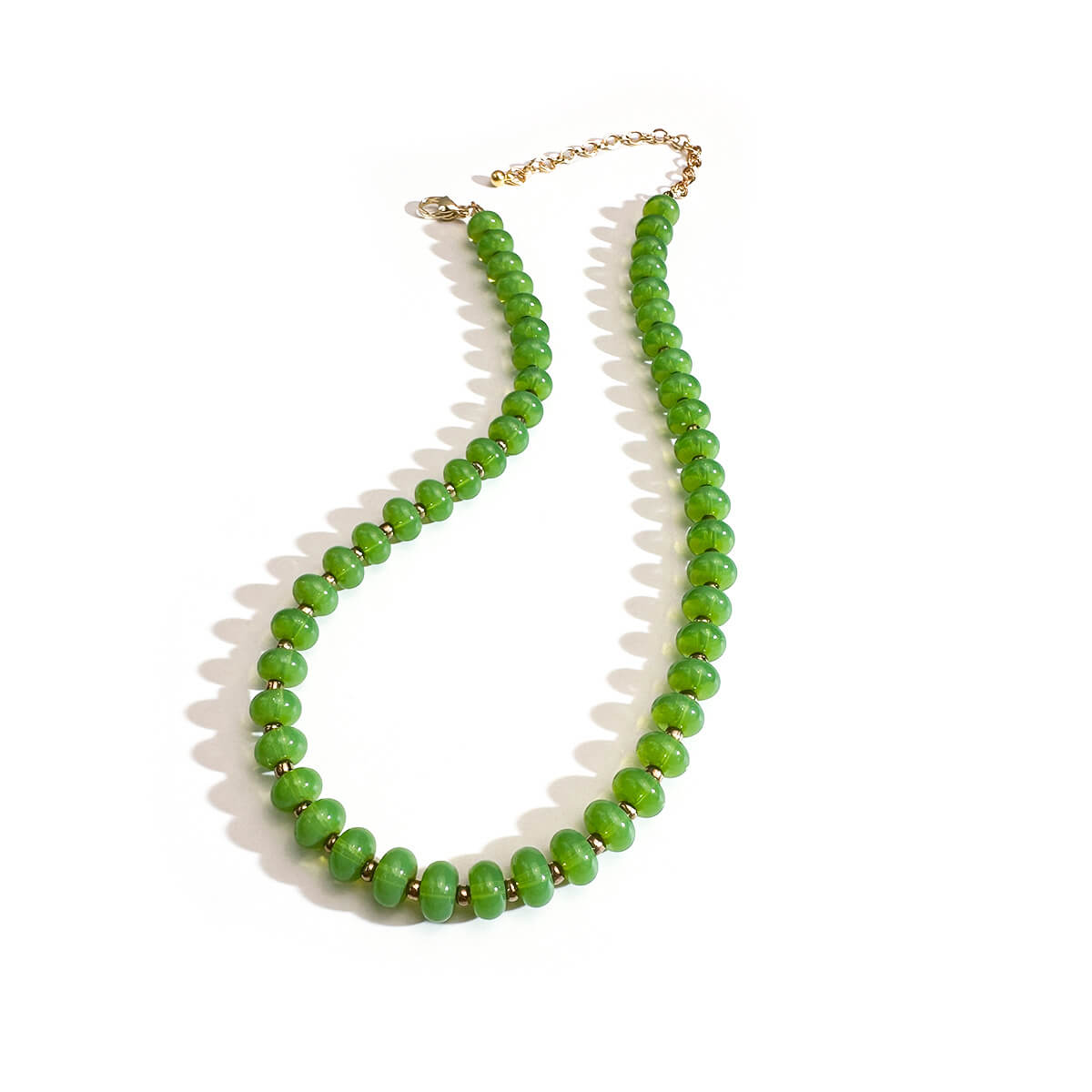 ‌Vibrant Green Agate Beaded Choker Necklace