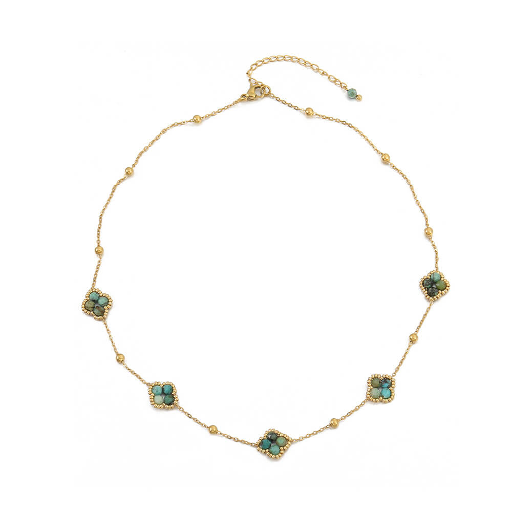 Elegant Natural Stone Clover Necklace