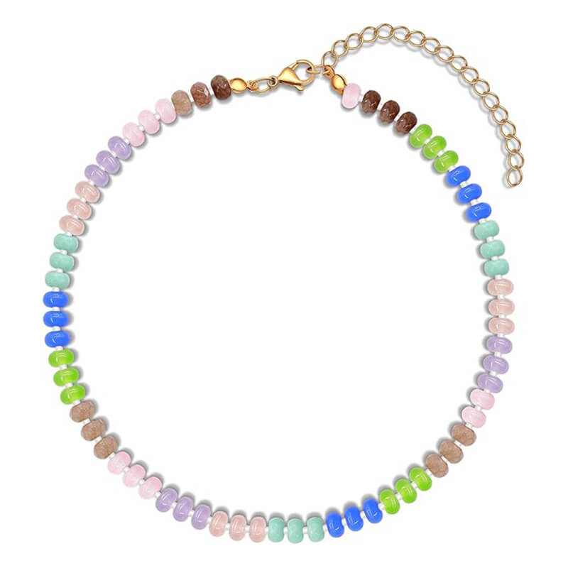 Multicolor Natural Stone Beaded Choker Necklace