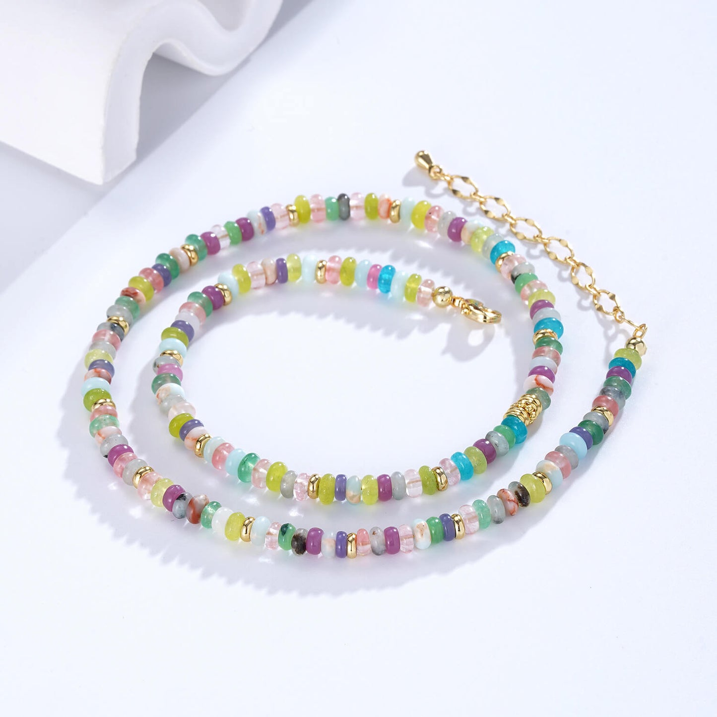 Natural Multicolor Gemstone Beaded Choker Necklace