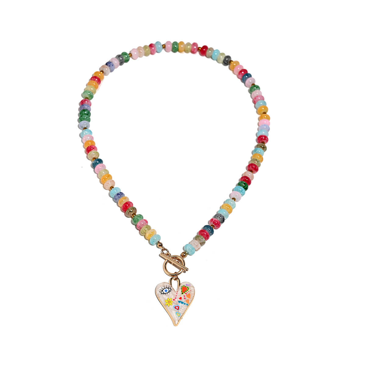 Vibrant Multicolor Glass Beaded Choker Necklace