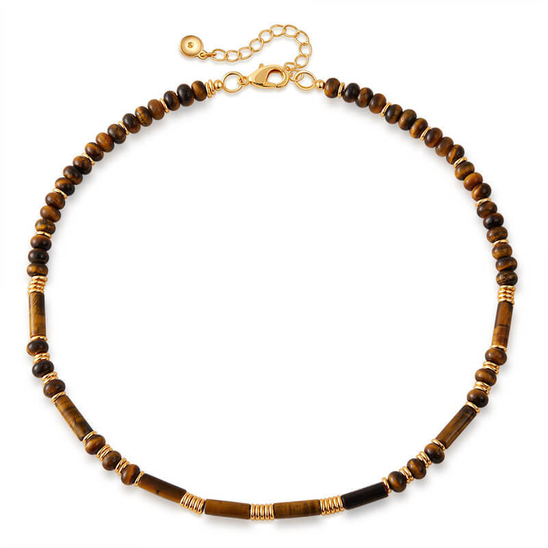 Natural Tiger's Eye Beaded Choker Necklace