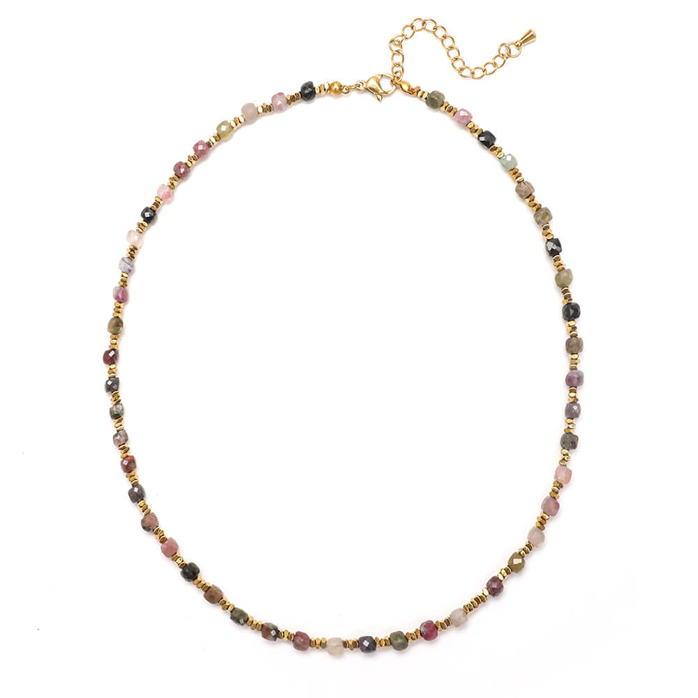 Summer Retro Natural Stone Beaded Choker Necklace