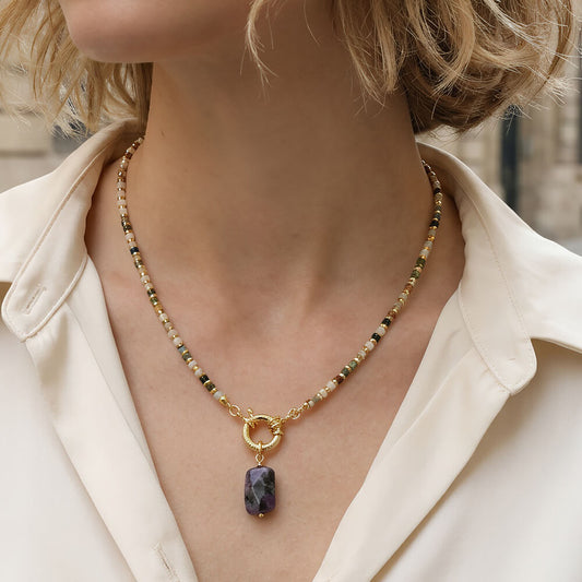 Handcrafted Multicolor Tourmaline Beaded Choker Necklace