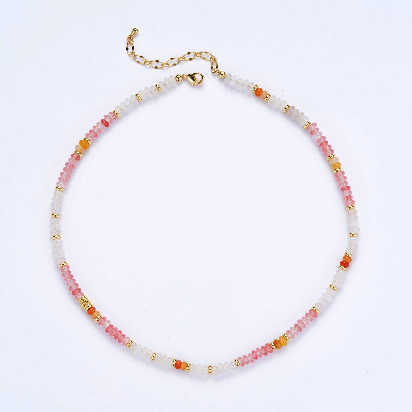 Handcrafted Multicolor Natural Stone Beaded Choker Necklace - Bohemian Collarbone Chain with 18K Gold-Plated Accents