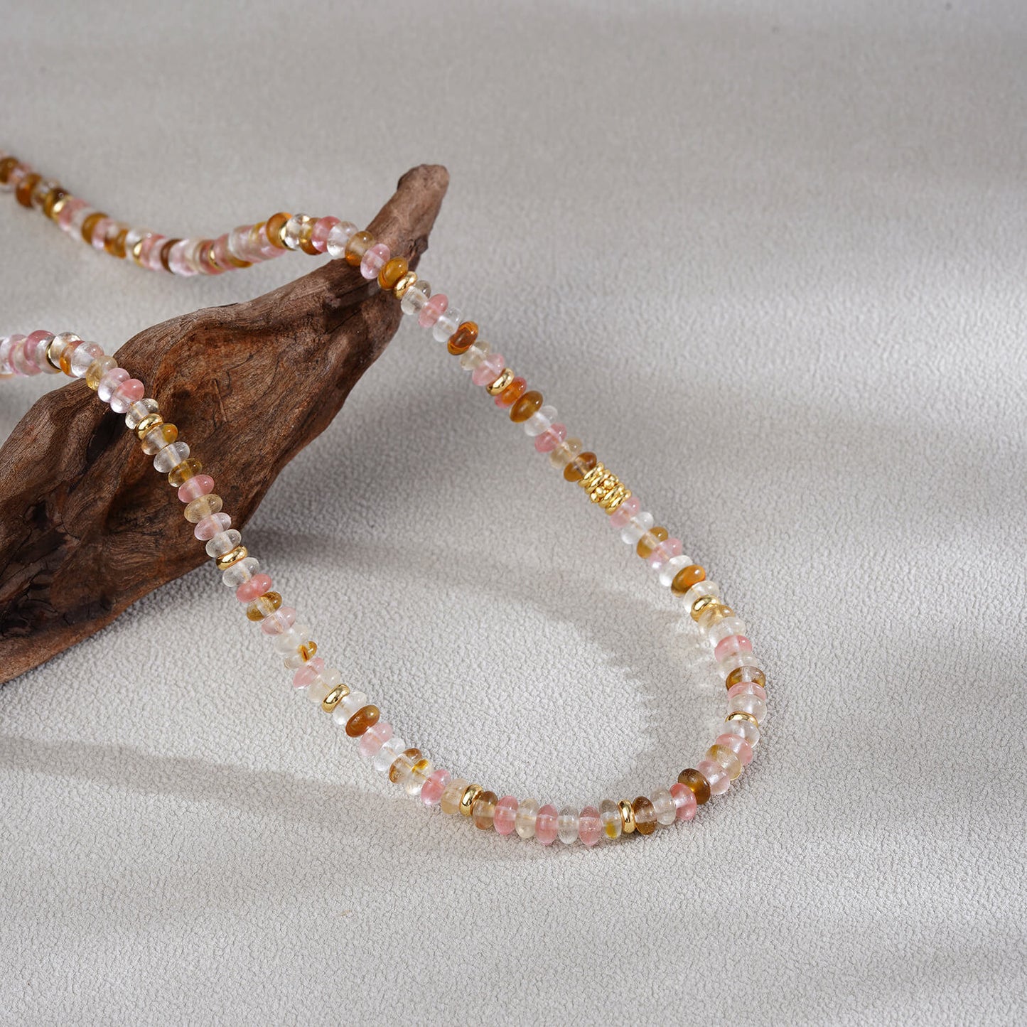 Handcrafted Multicolor Natural Stone Beaded Choker Necklace - Bohemian Collarbone Chain with 18K Gold-Plated Accents