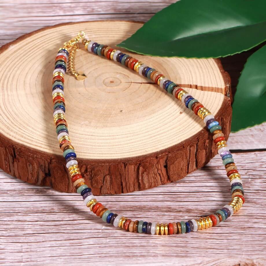 Handcrafted Multicolor Natural Stone Beaded Choker Necklace