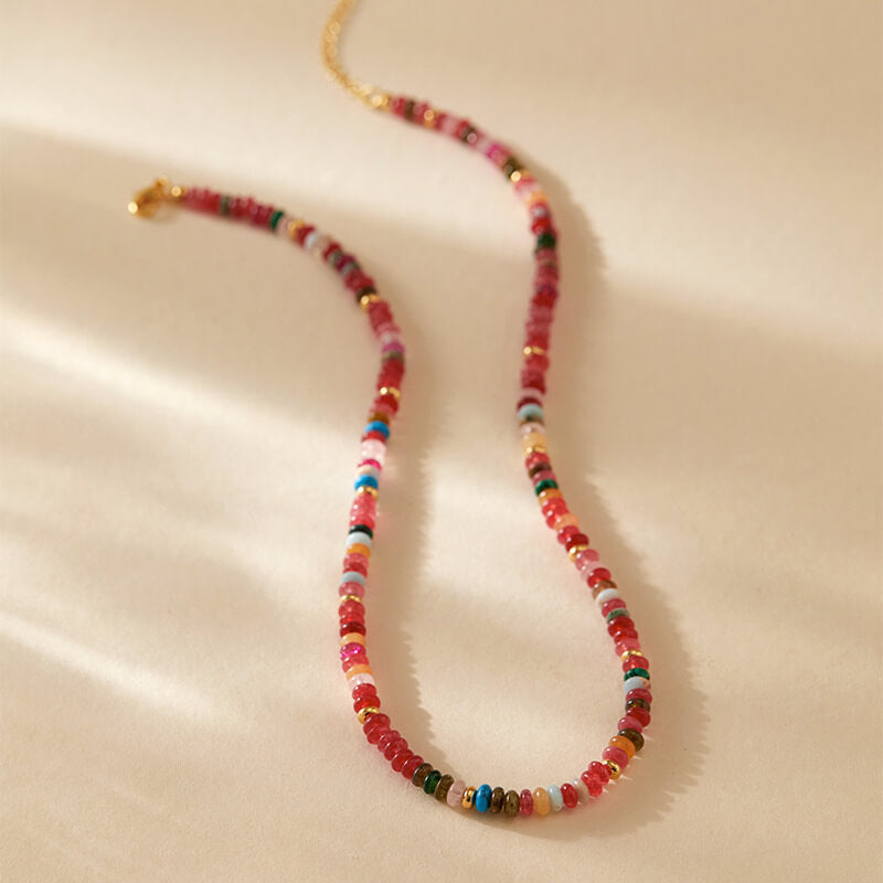 Multicolor Natural Stone Beaded Choker Necklace