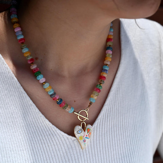 Vibrant Multicolor Glass Beaded Choker Necklace