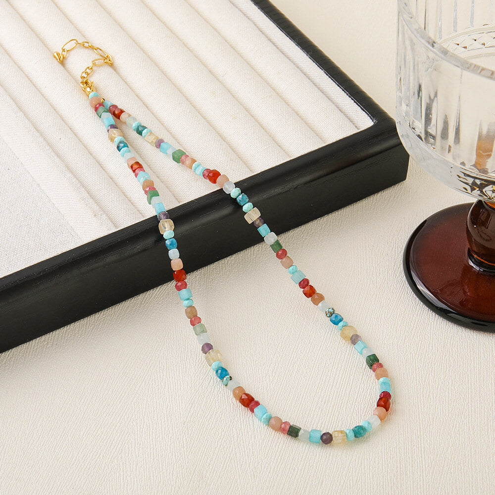 Clourful Natural Stone Beaded Choker Necklace