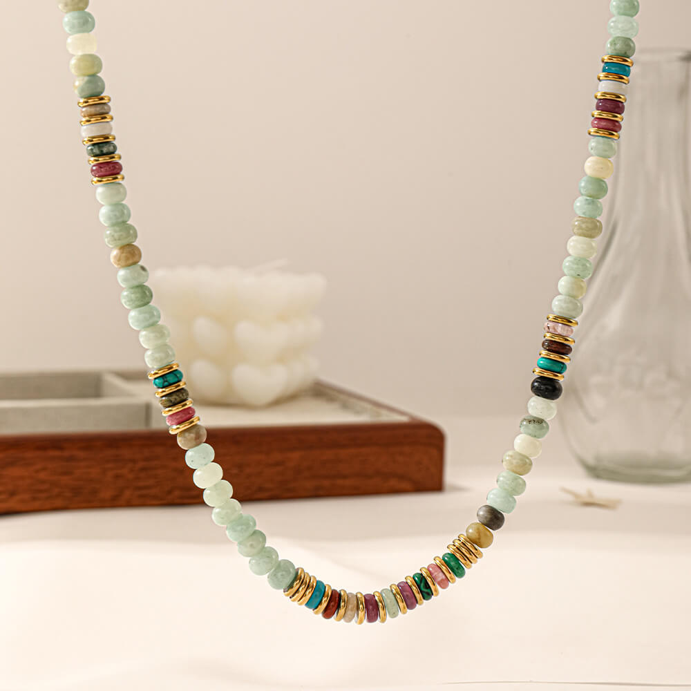 Bohemian Natural Stone Beaded Choker Necklace