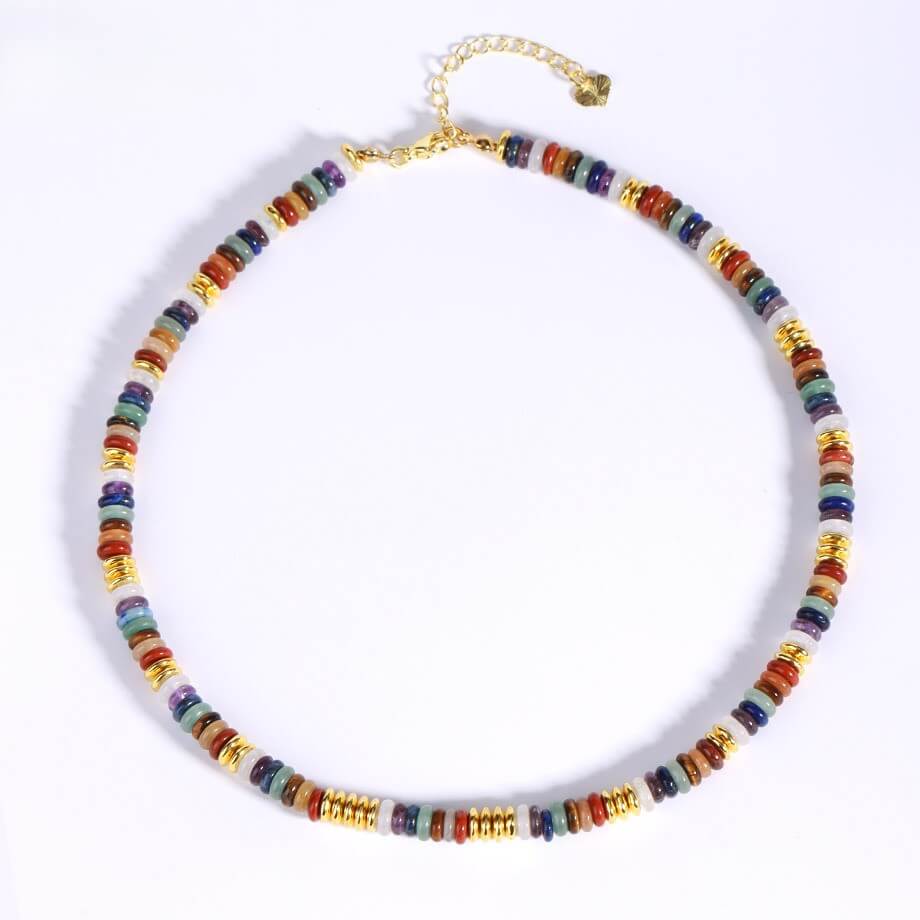 Handcrafted Multicolor Natural Stone Beaded Choker Necklace