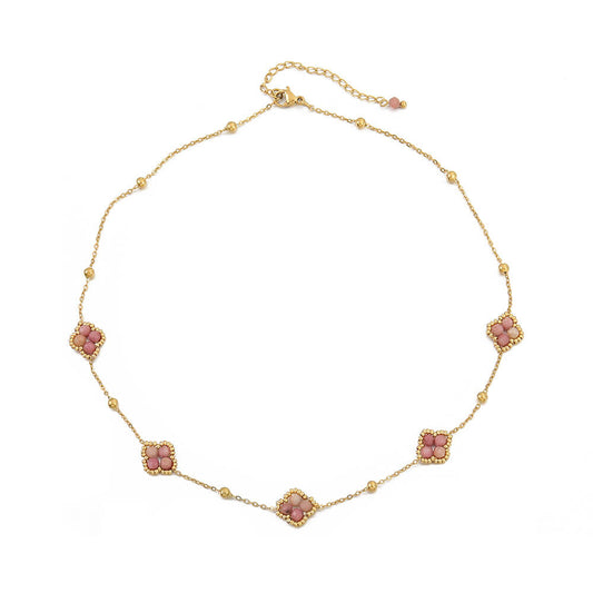 Handcrafted Natural Stone Clover Necklace