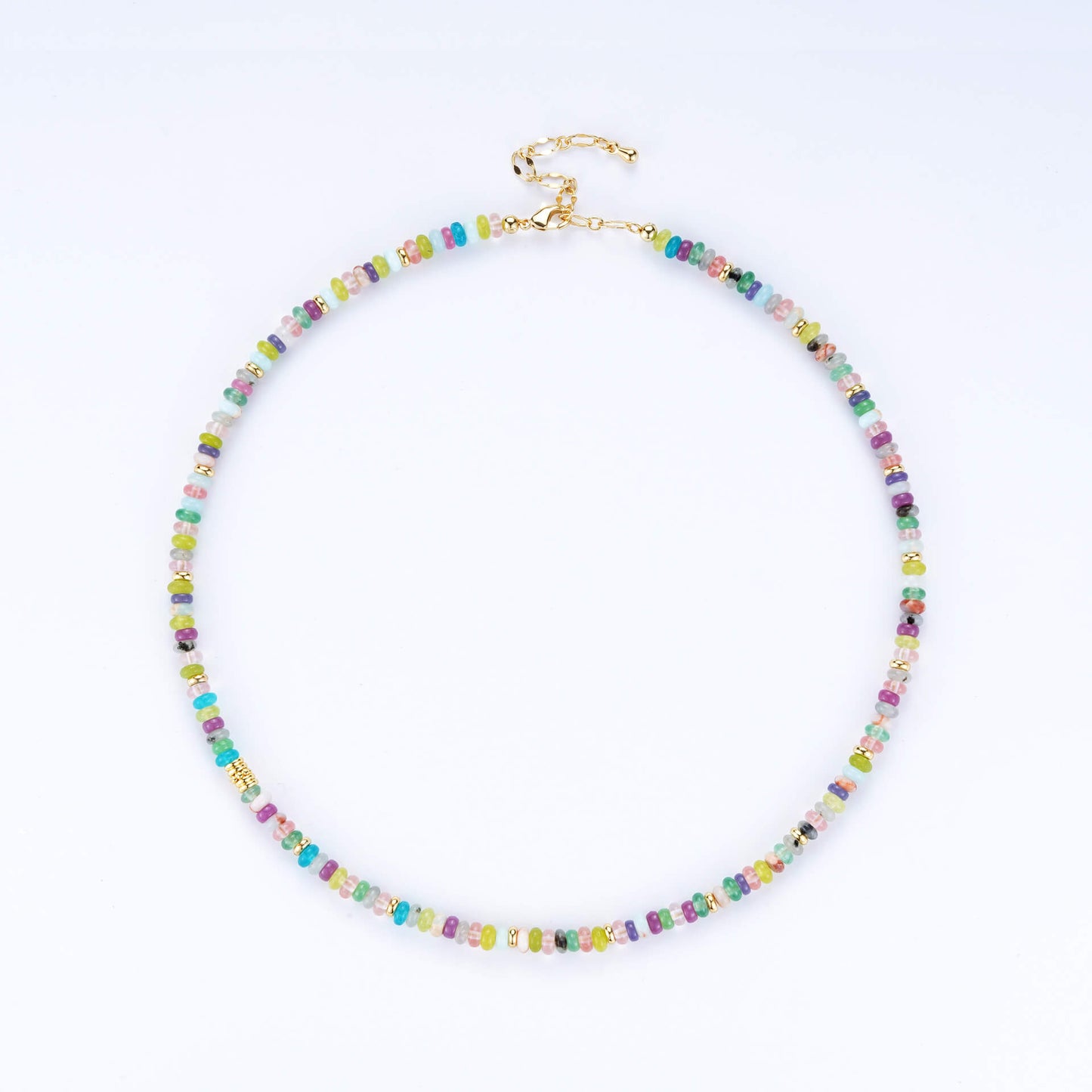 Natural Multicolor Gemstone Beaded Choker Necklace