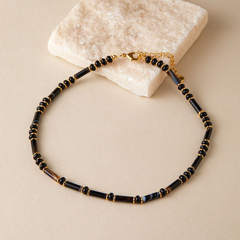 Elegant Natural Stone Beaded Choker Necklace