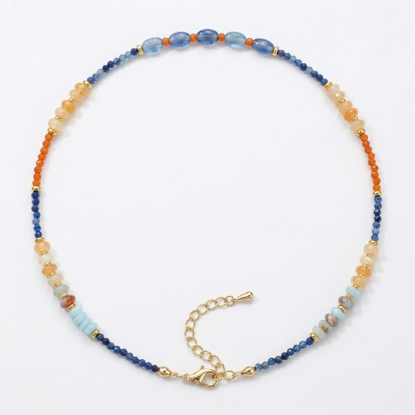 Summer Lapis Lazuli & Mixed Natural Stone Choker - Delicate Beaded Clavicle Necklace