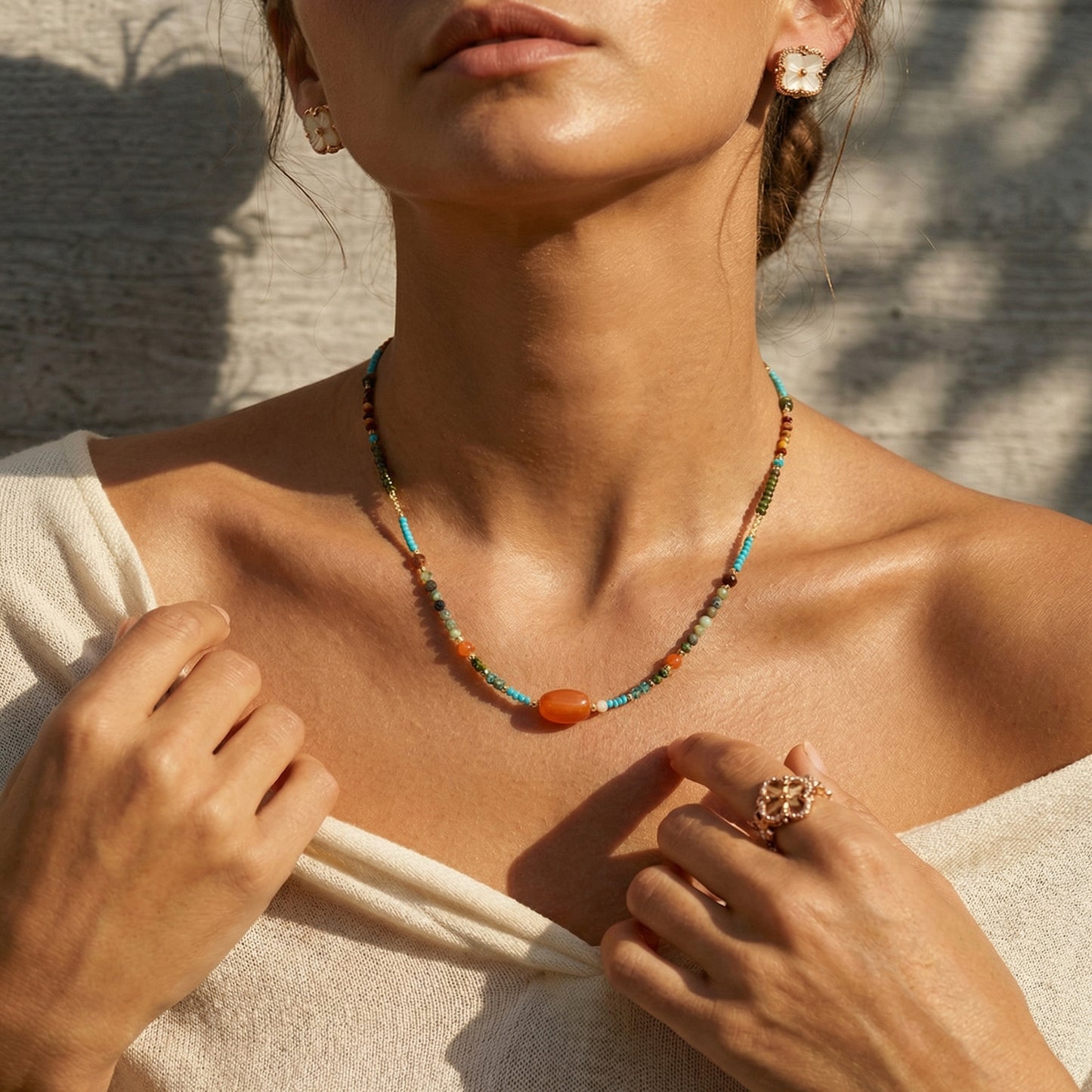Boho Desert Summer Natural Stone Beaded Choker