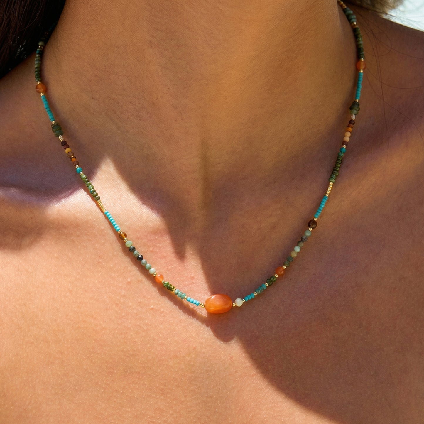 Boho Desert Summer Natural Stone Beaded Choker
