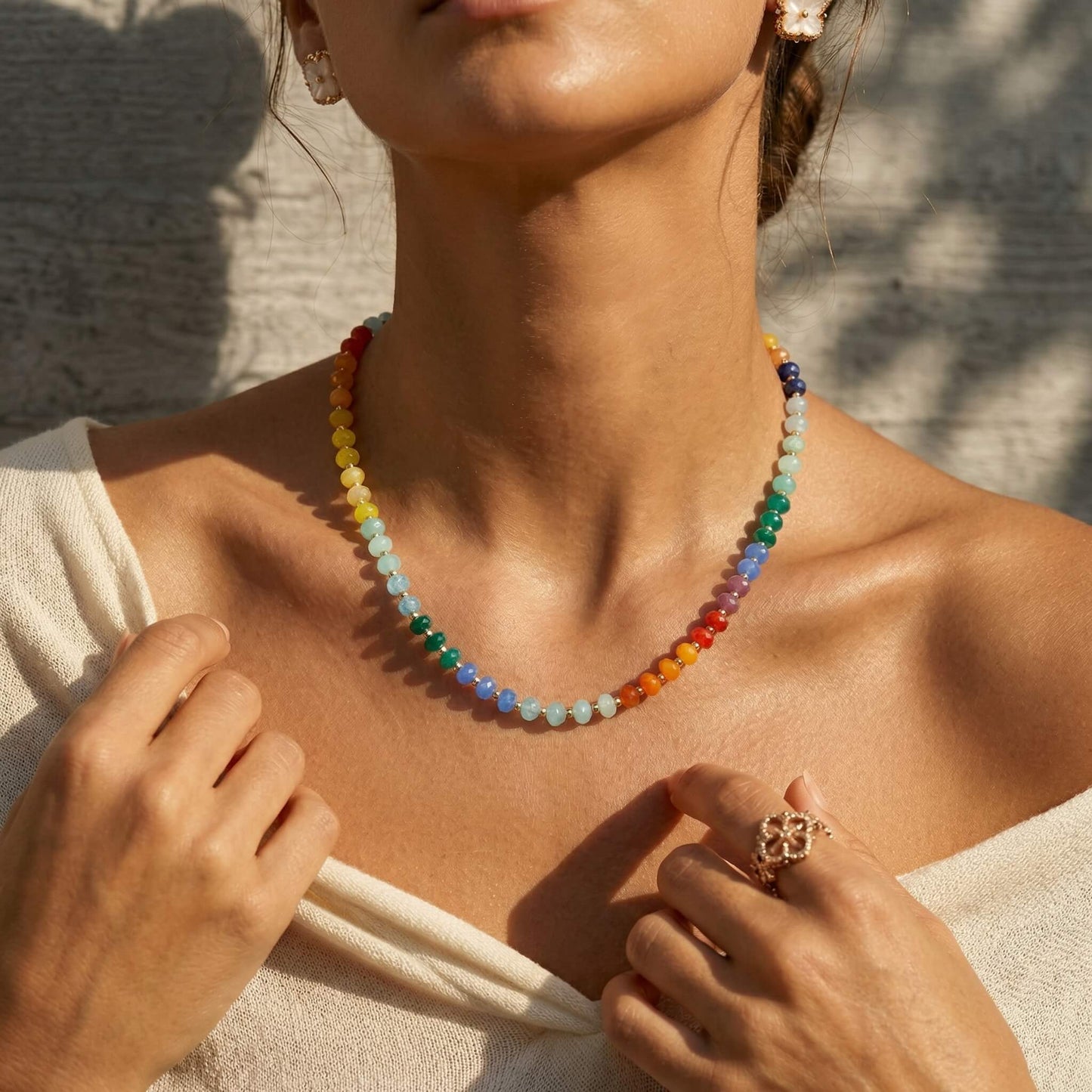 Vivid Tropical Gradient Natural Stone Beaded Choker