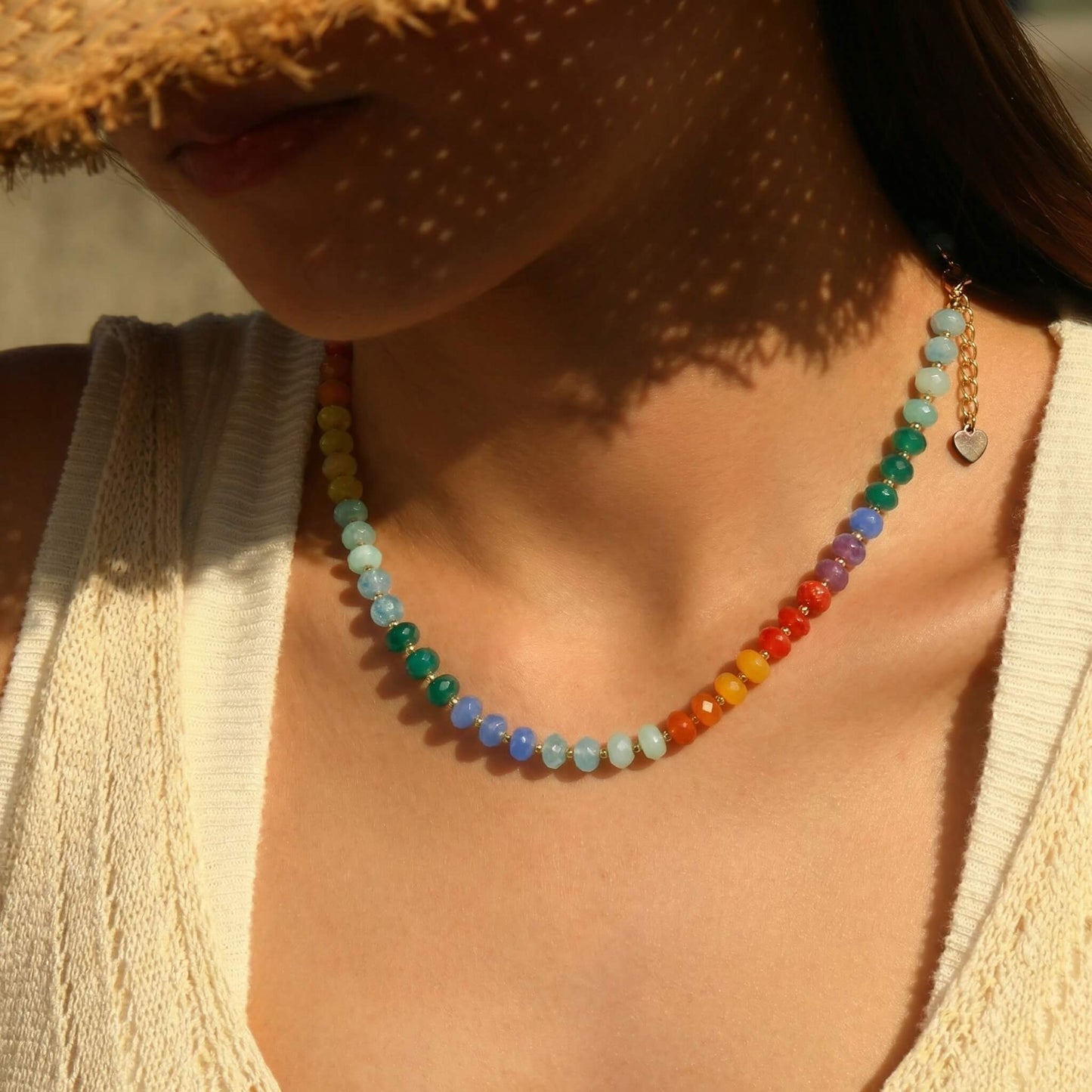 Vivid Tropical Gradient Natural Stone Beaded Choker