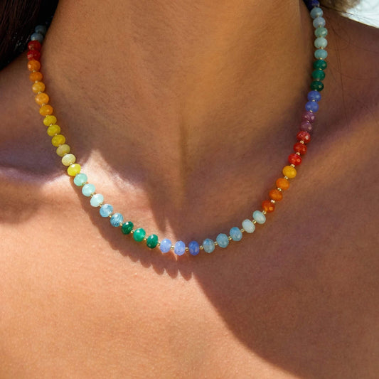 Vivid Tropical Gradient Natural Stone Beaded Choker
