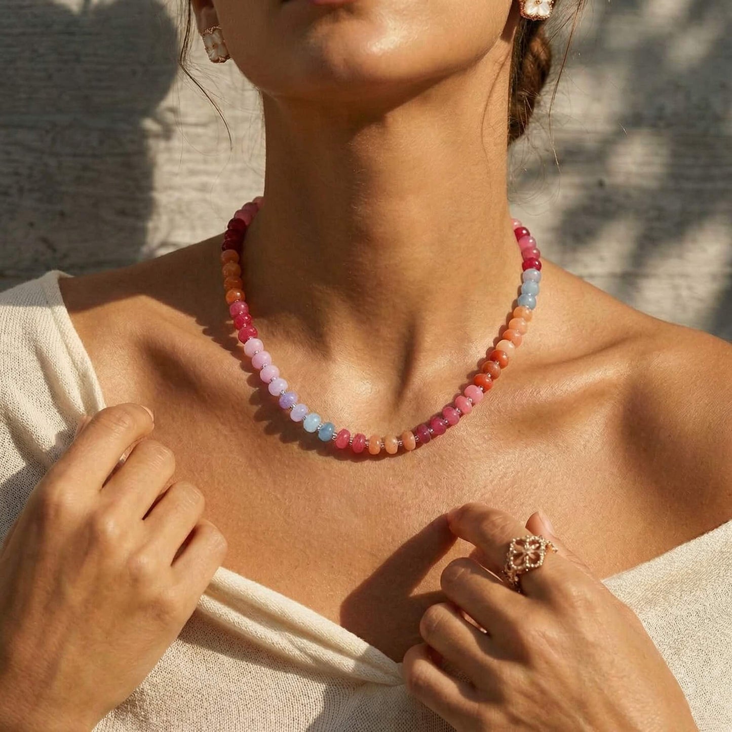 Vibrant Summer Candy Natural Stone Beaded Choker