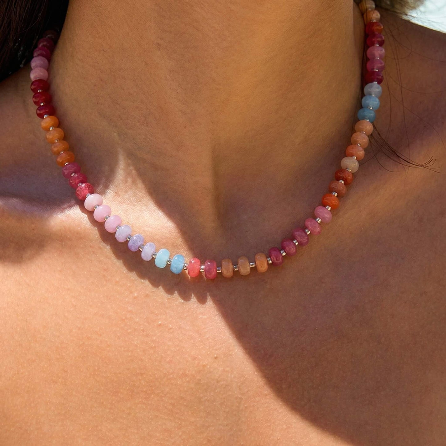 Vibrant Summer Candy Natural Stone Beaded Choker