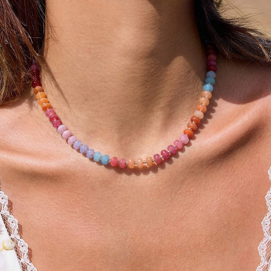 Vibrant Summer Candy Natural Stone Beaded Choker