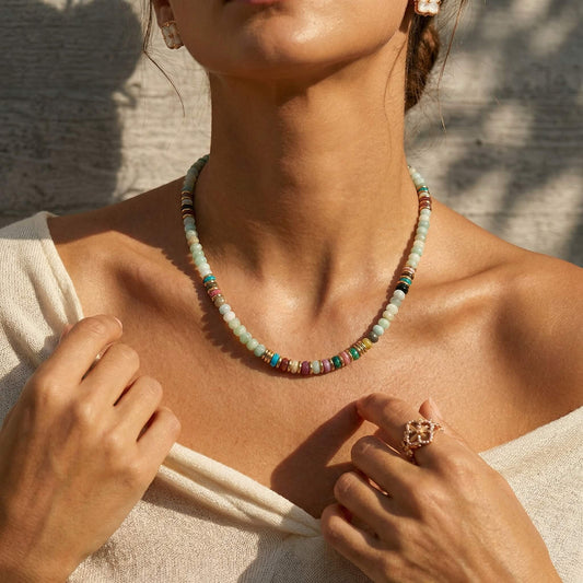 Bohemian Natural Stone Beaded Choker Necklace